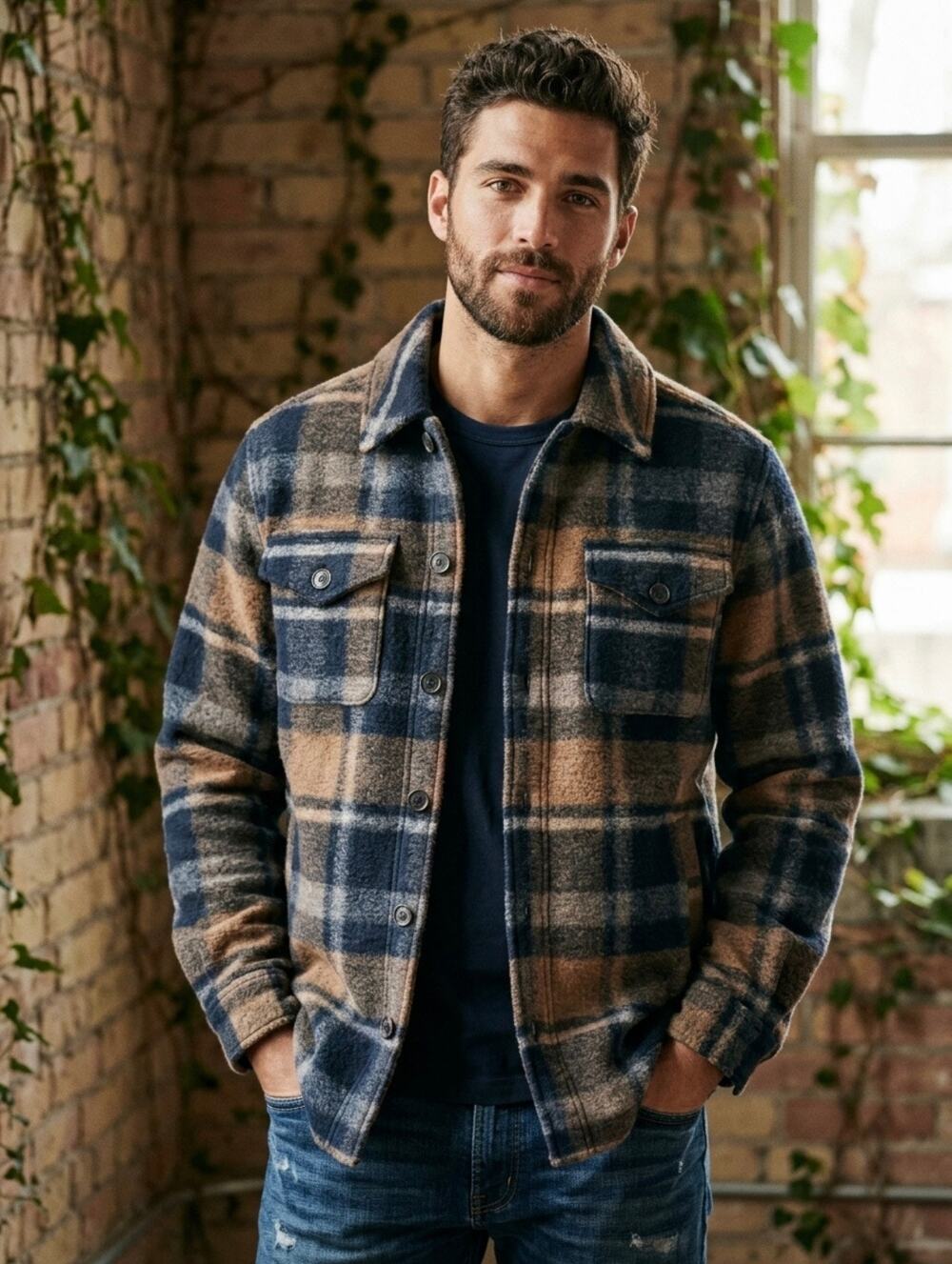 Roots Canada Plaid Fleece ShirtJacket Shacket utility wool outdoor work casual